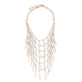 Multilayer Gold Waterfall Crystal Tassel Necklace for Women Bohemian Beach Wedding Party Jewelry Gift