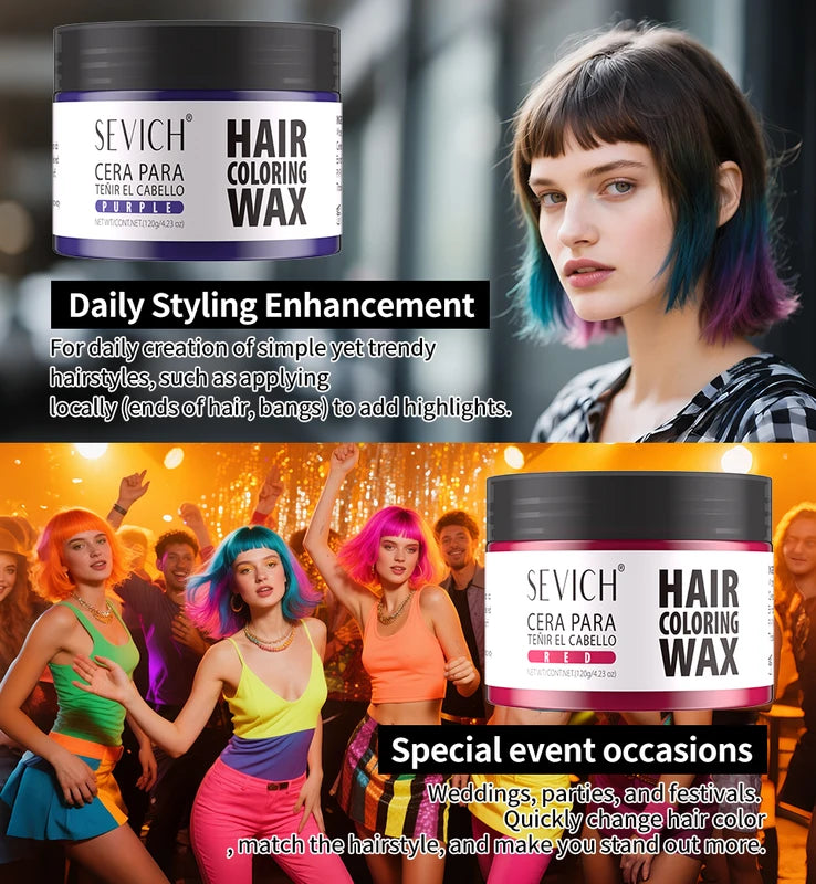 Temporary Hair Color Wax - 50g/120g Ultra Strong Hold Hair Dye for DIY Styling