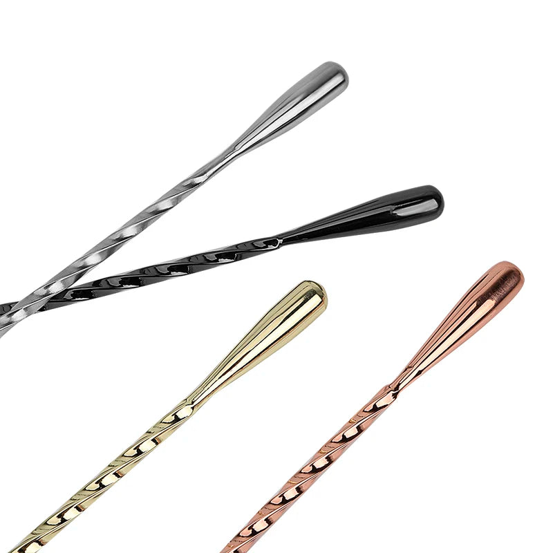 Stainless Steel Cocktail Mixing Spoon 30/40cm Bar Stirrer Teardrop Spiral Pattern