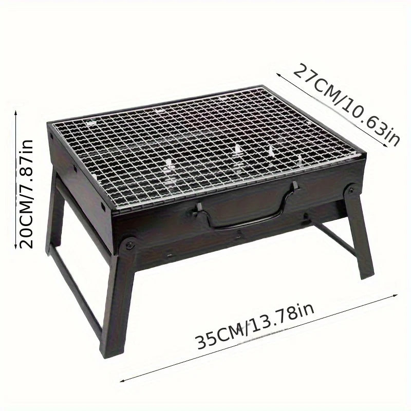 Portable Stainless Steel Charcoal Grill with Mini BBQ Tool Kit for Outdoor Cooking
