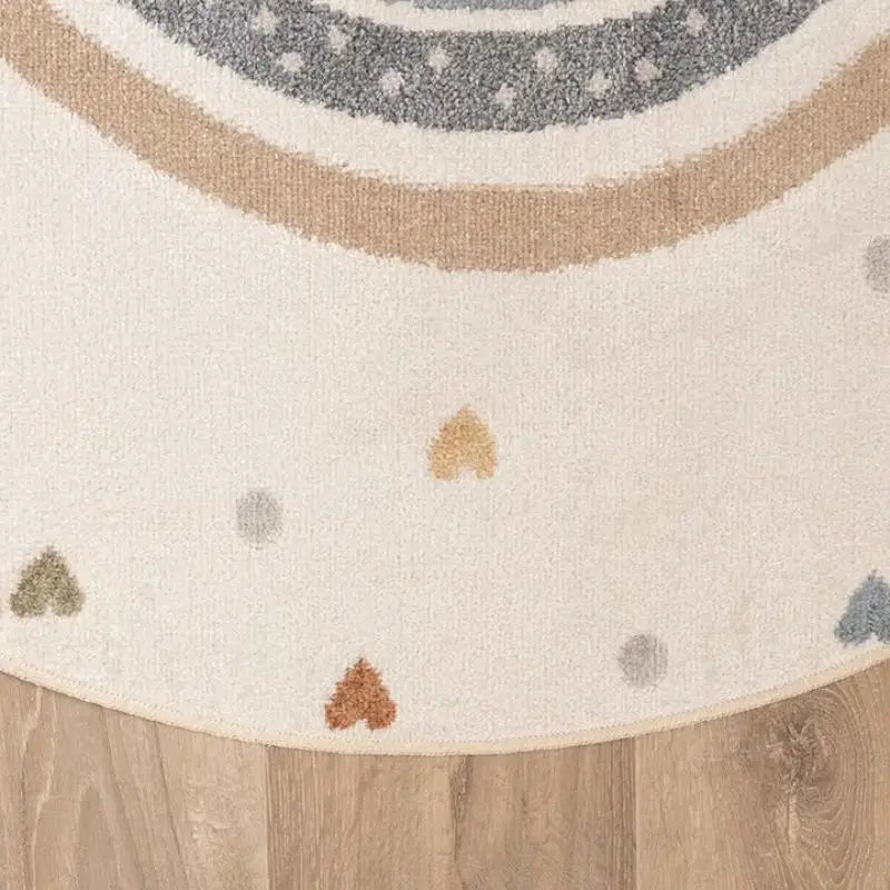 Kids Bedroom Rug Heart Plush Play Mat - Round Fluffy Nursery Carpet for Children