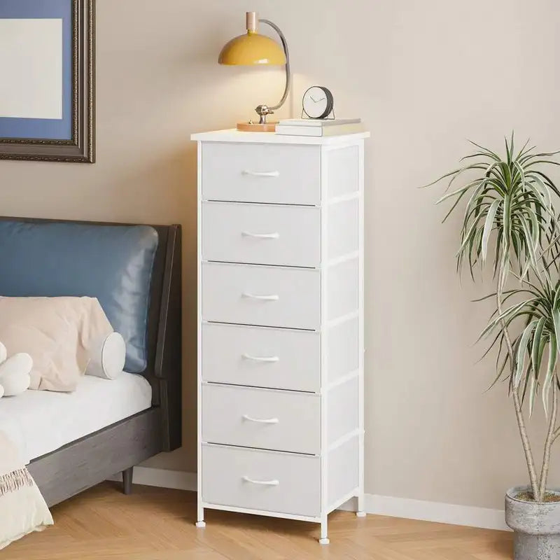 6-Drawer Fabric Storage Cabinet Tower for Bedroom Closet Nightstand