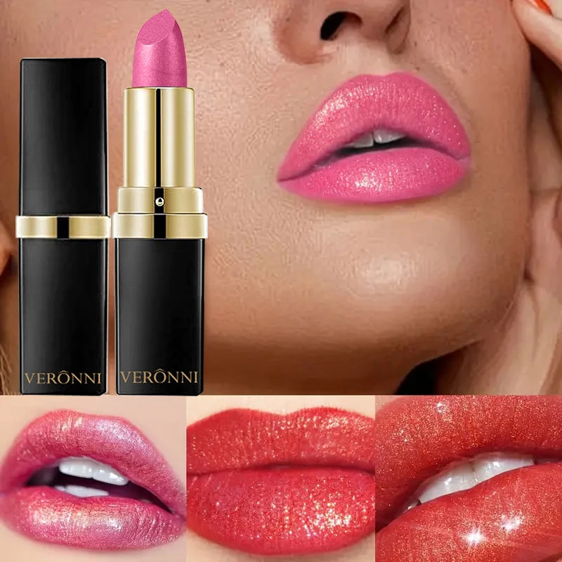 10 Color Glitter Lipstick & Lip Gloss Set - Waterproof Long Lasting Shimmer Pearlescent Lip Makeup