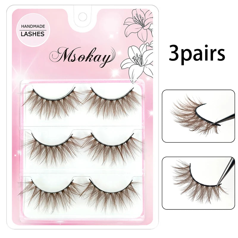 Rainbow Colorful False Eyelashes 3 Pairs - Vegan Makeup Eye Lashes for Halloween and Cosplay