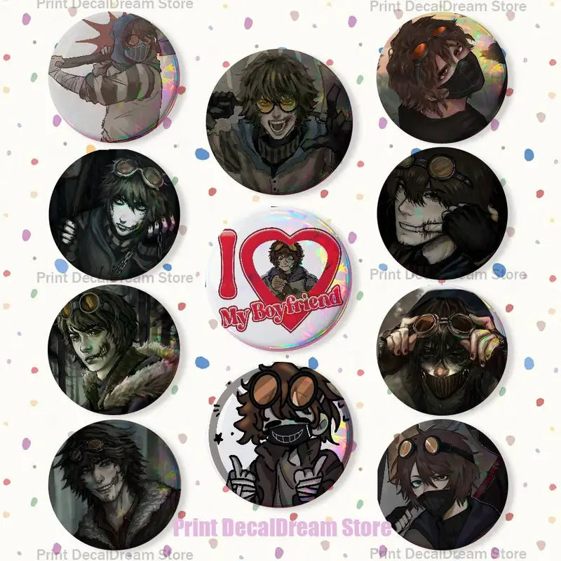 Creative Creepypasta Badges Set - Tinplate Button Pins for Clothes Backpack Jewelry Gift