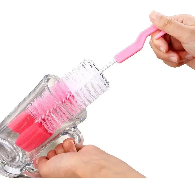 Multi-Purpose Baby Bottle Brush with Long Handle and Sponge for Bottle and Cup Cleaning