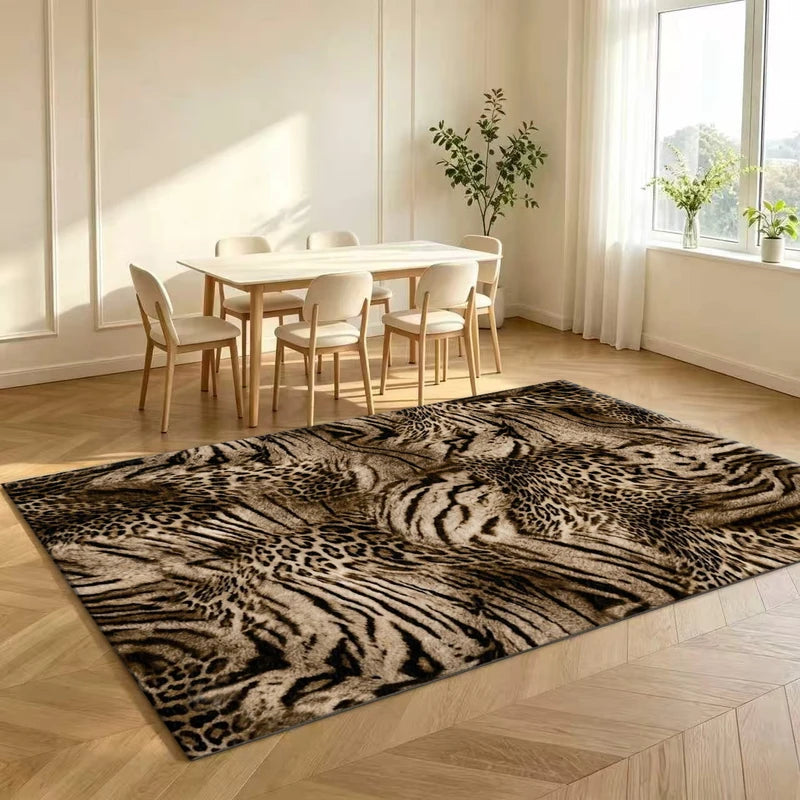 Animal Pattern Leopard Zebra Mix Area Rug Non-Slip Carpet for Living Room Bedroom