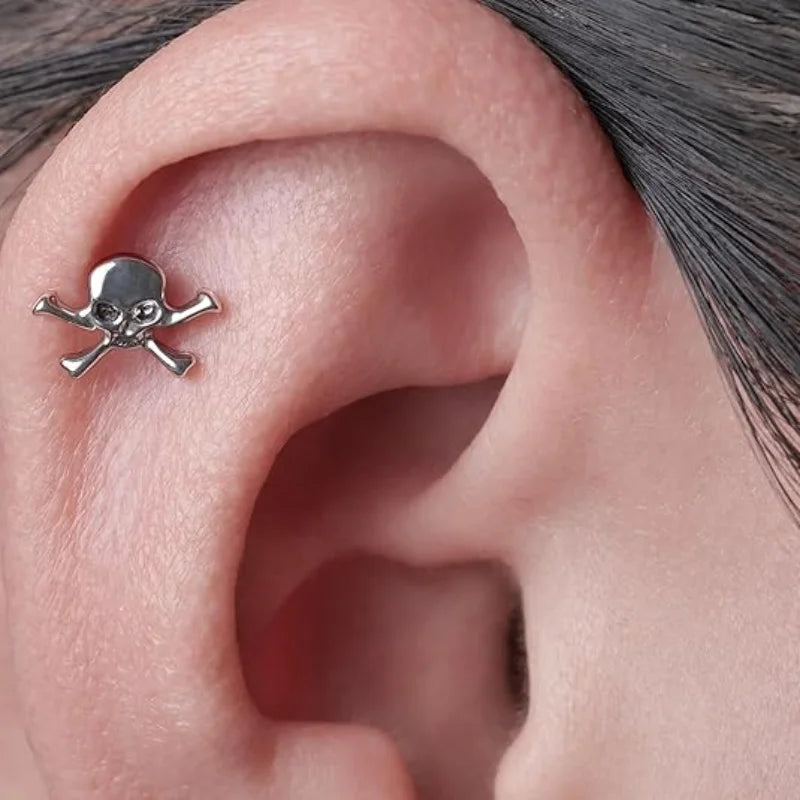 Titanium Cross Lip Piercing Jewelry 16G Gothic Skull Labret Cartilage Nose Tragus Body Accessory