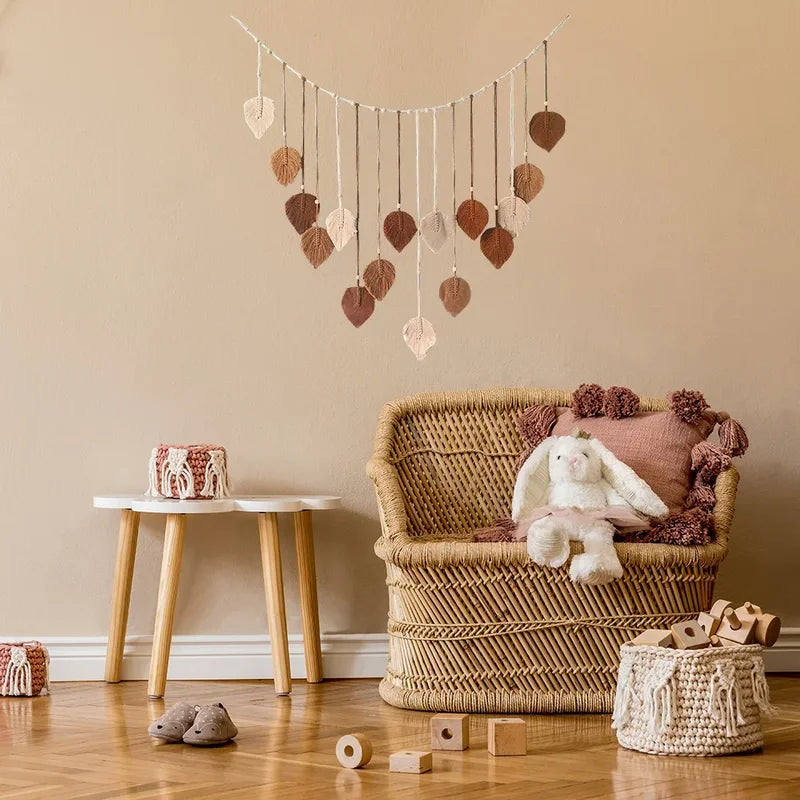 Boho Macrame Leaf Wall Hanging Decor for Living Room & Bedroom