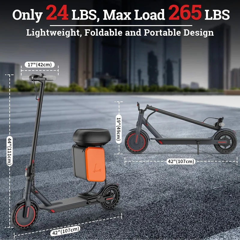 Electric Scooter 8.5'' with Seat & Removable Storage Box 350W Motor 19MPH