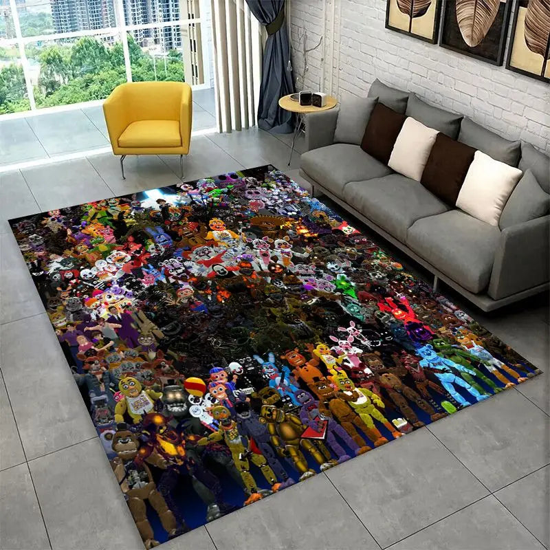 Horror Game FNAF Freddy Non-Slip Area Rug for Living Room Bedroom Playroom Home Decor