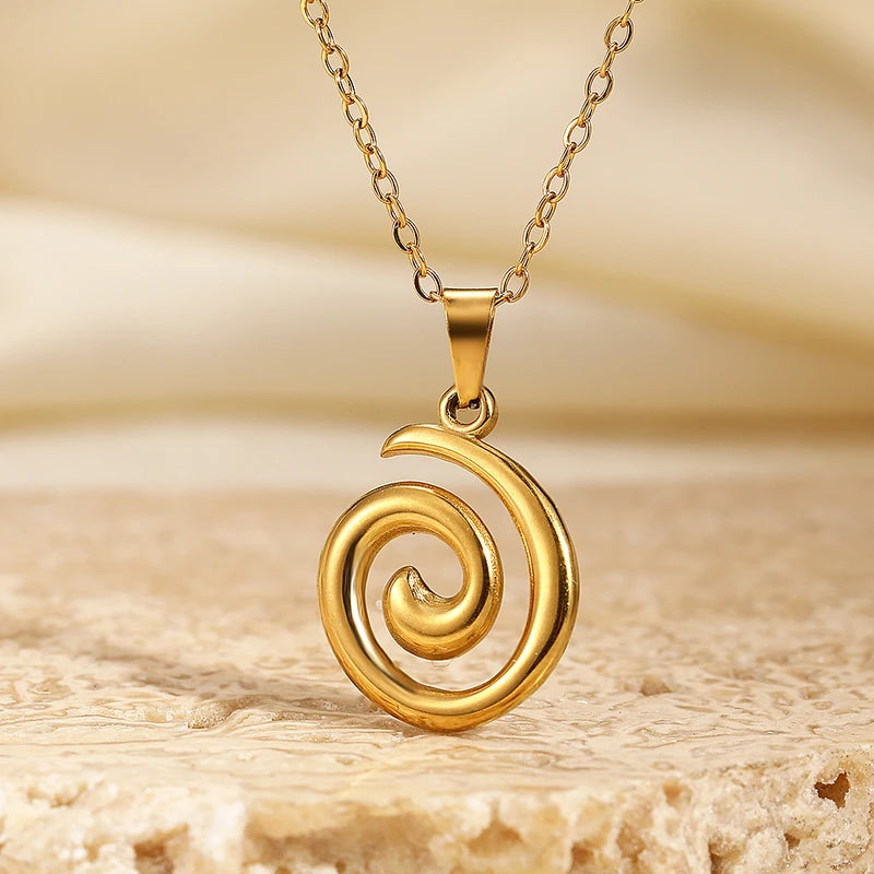 Stainless Steel Spiral Pendant Necklace for Women Jewelry Party & Casual Wear