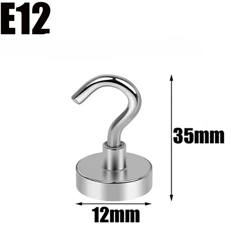 Heavy Duty Magnetic Wall Hooks Set - Strong Metal Key & Tool Hangers for Home Kitchen Bathroom