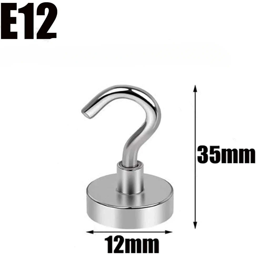 Heavy Duty Magnetic Wall Hooks Set - Strong Metal Key & Tool Hangers for Home Kitchen Bathroom
