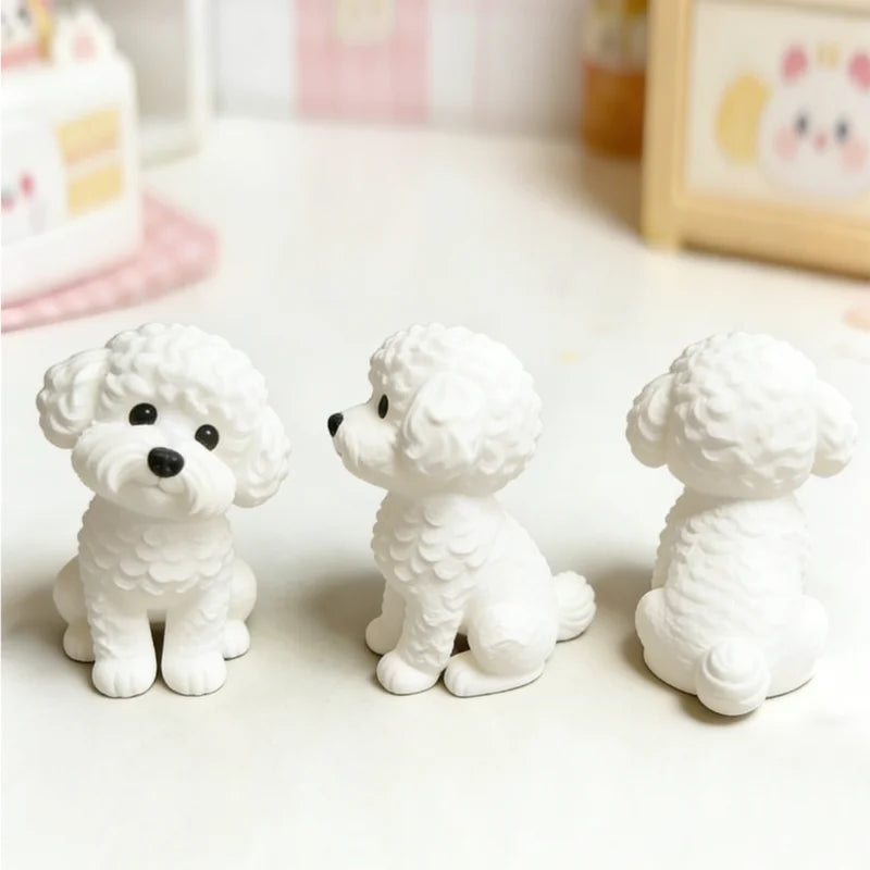 Miniature Dog Ornament - Cute Pet Dog Figurine for Room Decor, Weddings, Office Desk