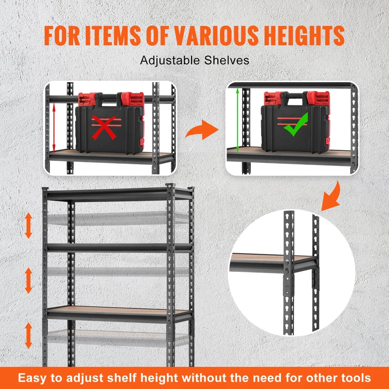 Heavy Duty 5-Tier Metal Storage Shelving Unit - Adjustable Garage & Warehouse Organizer