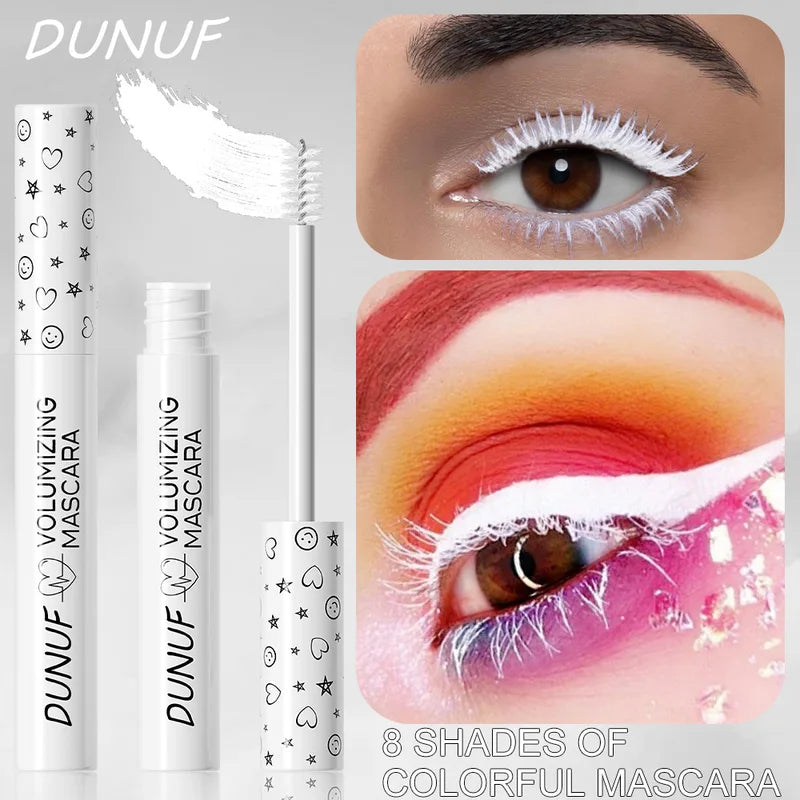 White Slender Curly Waterproof Mascara with Fine Brush for Holiday Makeup