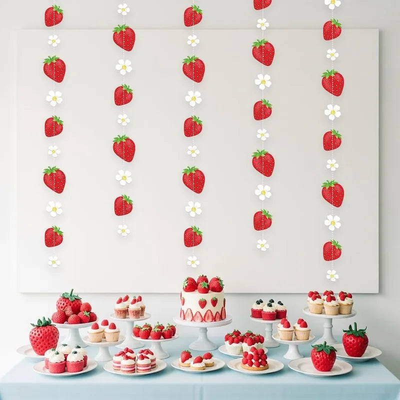 Strawberry Garland Fruit Hanging Banners for Kids Room & Party Decor