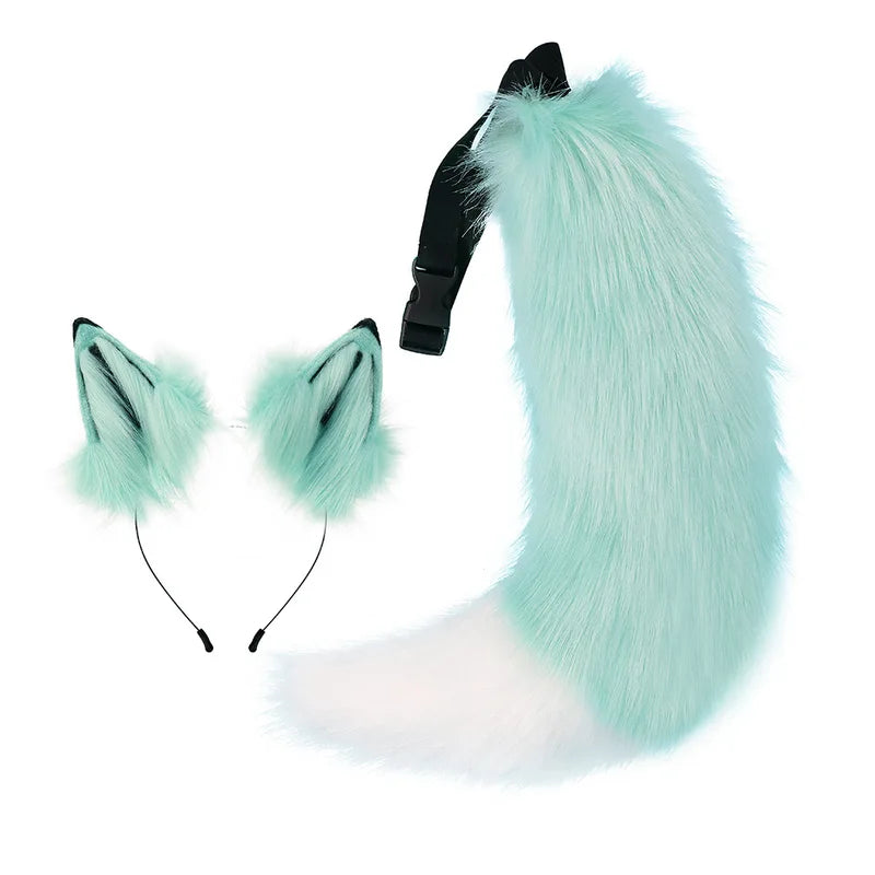 Halloween Wolf Tail Costume Plush Ears Cosplay Props for Men and Women