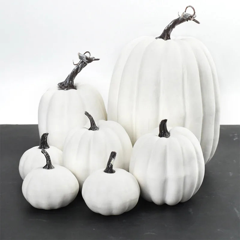 7-Piece Artificial Pumpkin Decor Set for Fall and Halloween Indoor Holiday Decorations