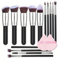 14-Piece Makeup Brush Set with Hypoallergenic Nylon Bristles & Colorful Handles