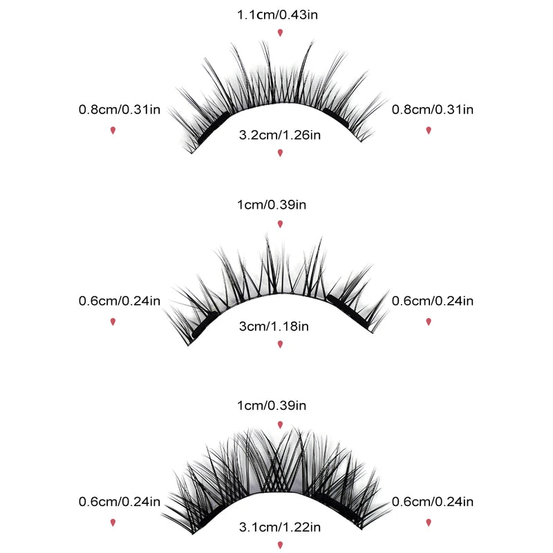 Magnetic Eyelashes Set 3 Pairs Reusable False Lashes with Applicator Natural Look