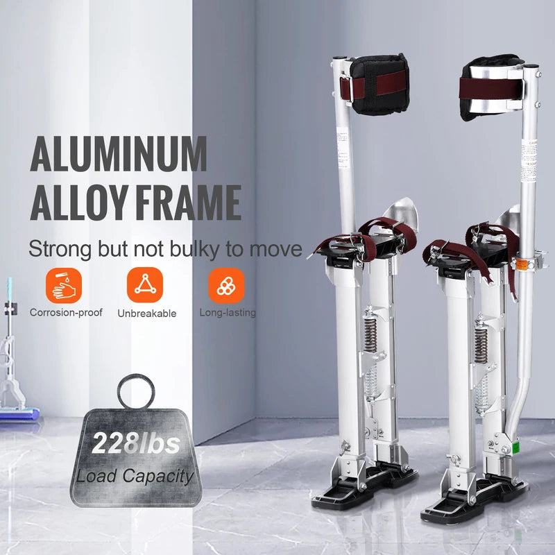 Adjustable Aluminum Drywall Stilts 18-36 inches with Knee Pads & Non-Slip Base