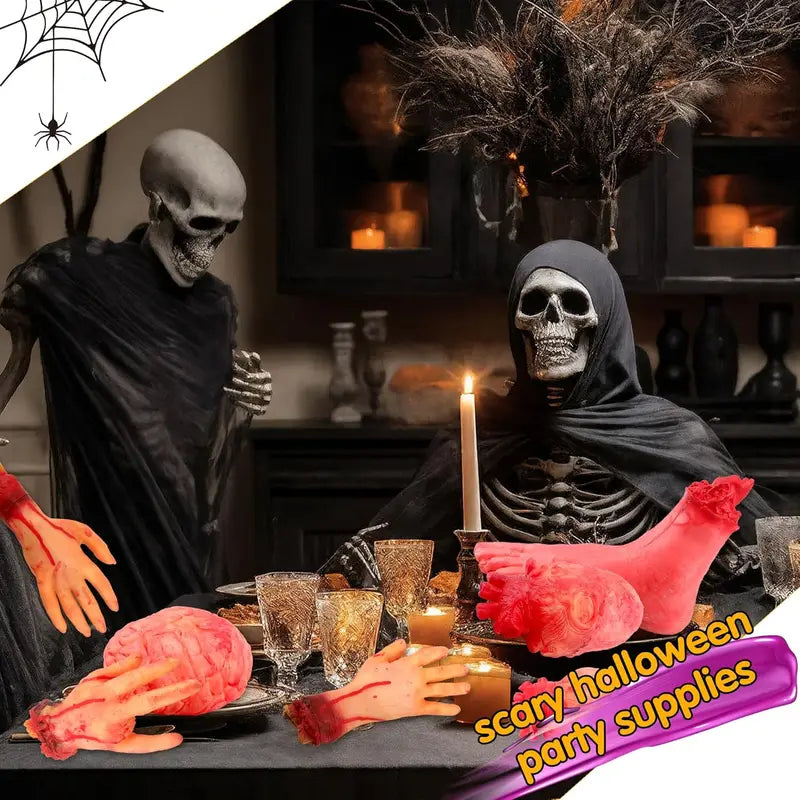 Halloween Body Parts Prop Set Scary Fake Organ Hands Feet Severed Decorations