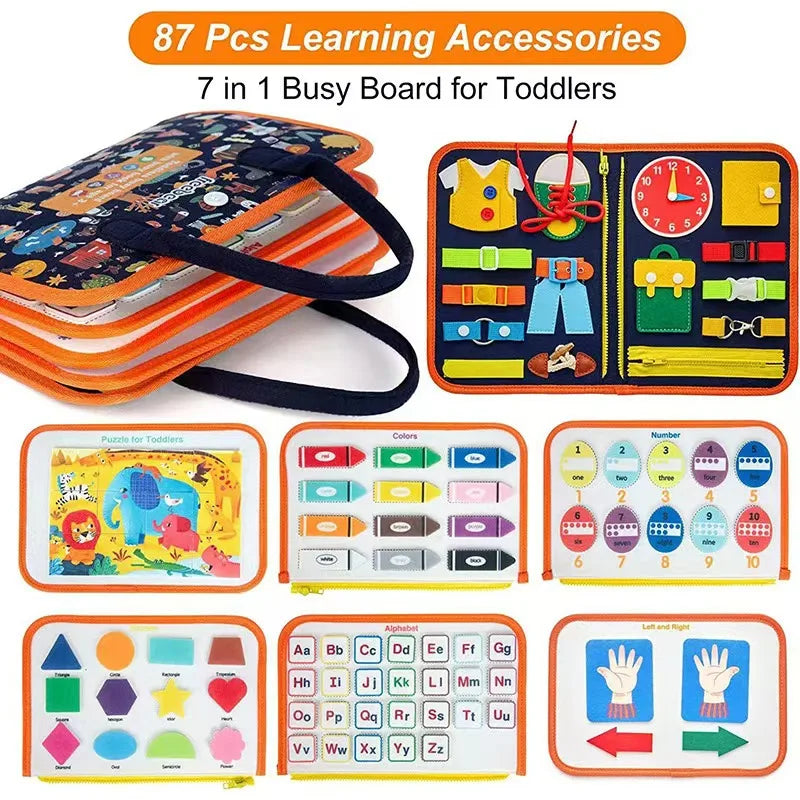 Montessori Busy Board for Kids 3-6 Sensory Educational Toy Fine Motor Skills