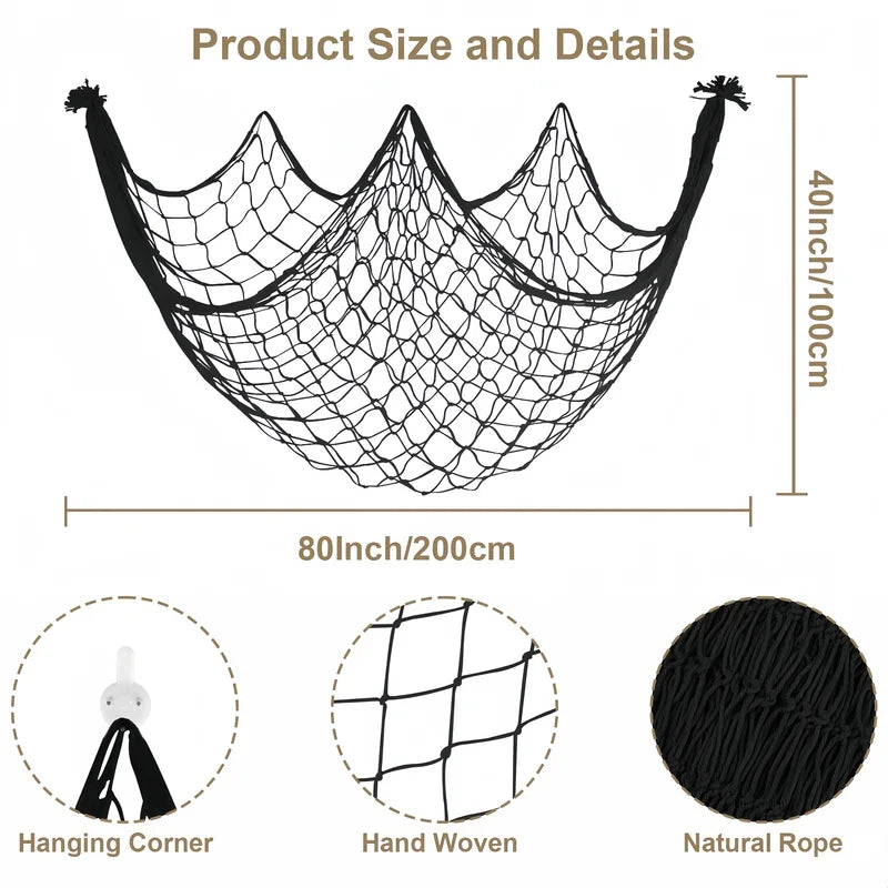 Nautical Mesh Fishing Net Decor 80x40 Inches for Wall, Ceiling & Party Decor