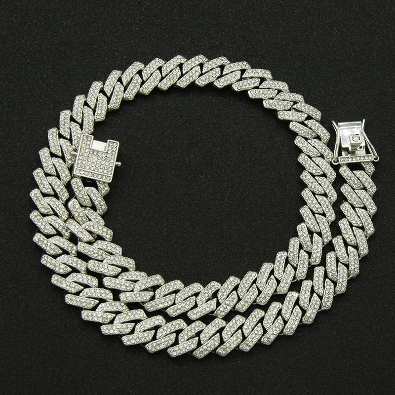 Men's Cuban Link Necklace 14MM Iced Out Chain Hip Hop Jewelry
