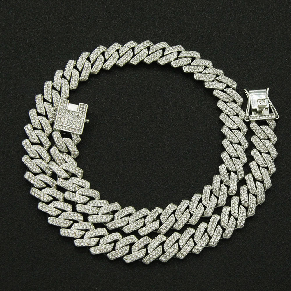 Men's Cuban Link Necklace 14MM Iced Out Chain Hip Hop Jewelry