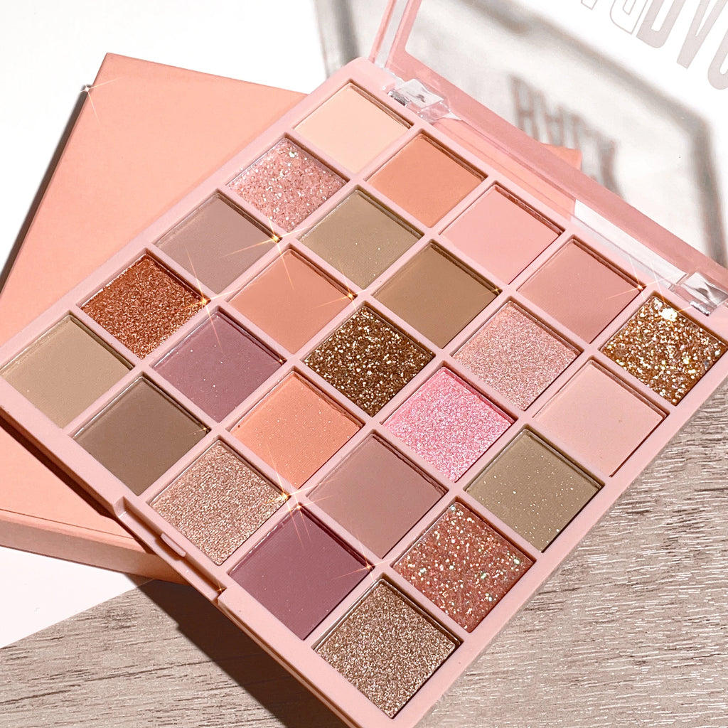 25-Color Eyeshadow Palette with Sparkling Powder and Pearl Sequins - Earth Tones & Bright Shades