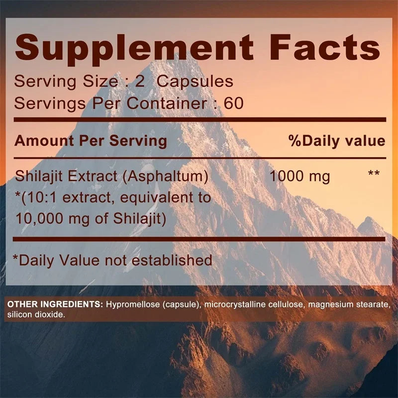 Shilajit Mineral Supplement Capsules - 10:1 Extract