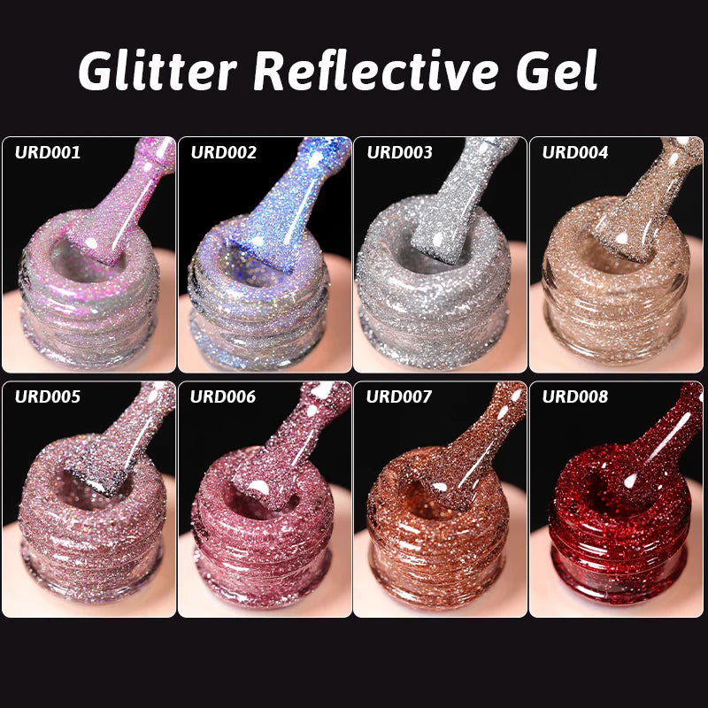 Reflective Glitter Gel Nail Polish - 15ml Semi-Permanent UV Varnish for Manicure Art