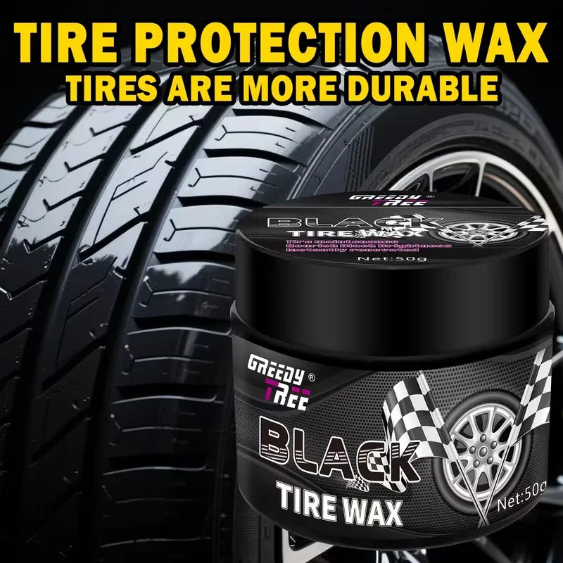 50g Car Tire Black Wax - Tire Shine Restorer for Auto Wheels, Gloss & Protection