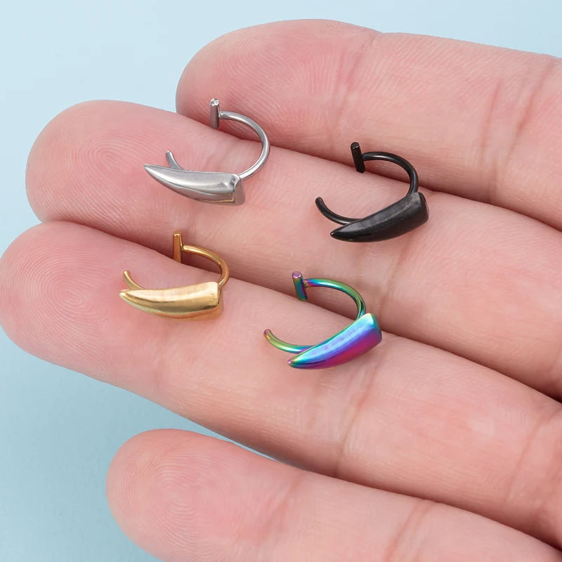 Stainless Steel Fang Lip Cuffs Non-Piercing Clip-On Lip Rings Halloween Body Jewelry