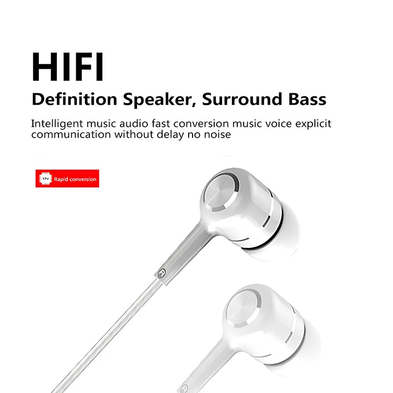 Wired In-Ear Earphones with Microphone, Heavy Bass Stereo Headset for Music & Gaming