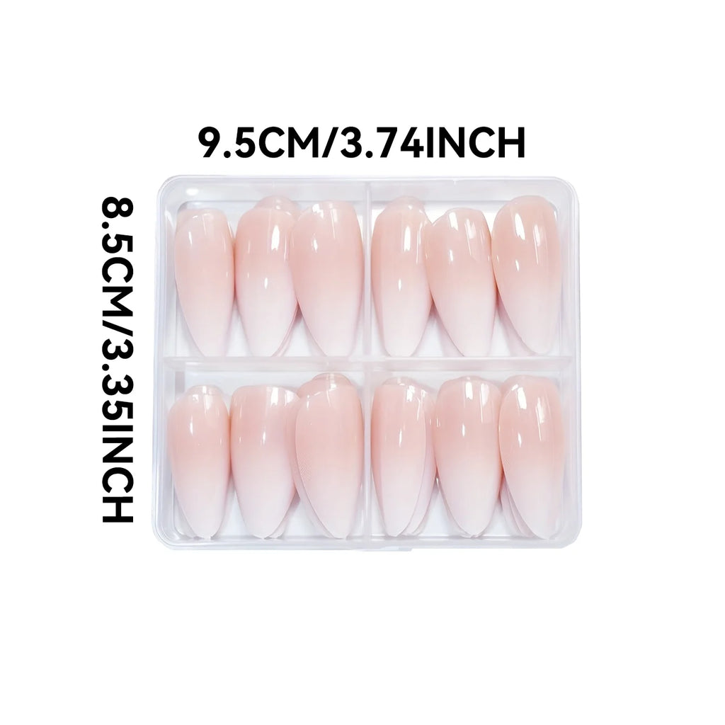 96pcs Almond-Shaped Press-On Nails - Medium Length Pink & White Gradient French Design Glossy Finish