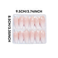 96pcs Almond-Shaped Press-On Nails - Medium Length Pink & White Gradient French Design Glossy Finish