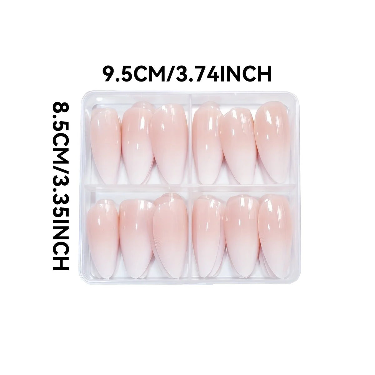 96pcs Almond-Shaped Press-On Nails - Medium Length Pink & White Gradient French Design Glossy Finish
