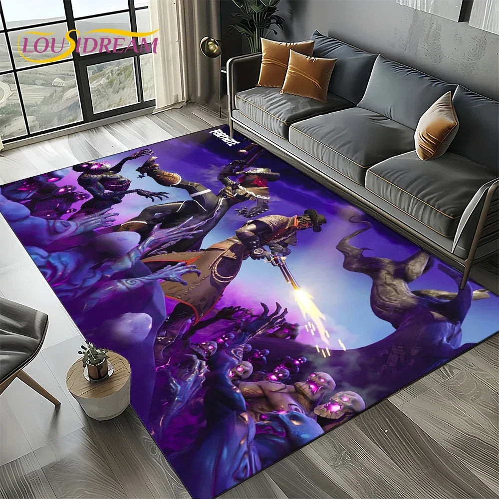 Cartoon Characters Gaming Rug for Kids Bedroom & Living Room - Non-slip Floor Mat