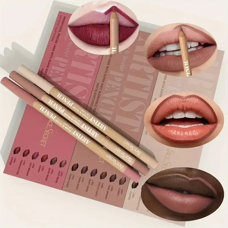 Lip Liner Pencil Set - 18 Color Waterproof Matte & Blendable Cosmetic Tool