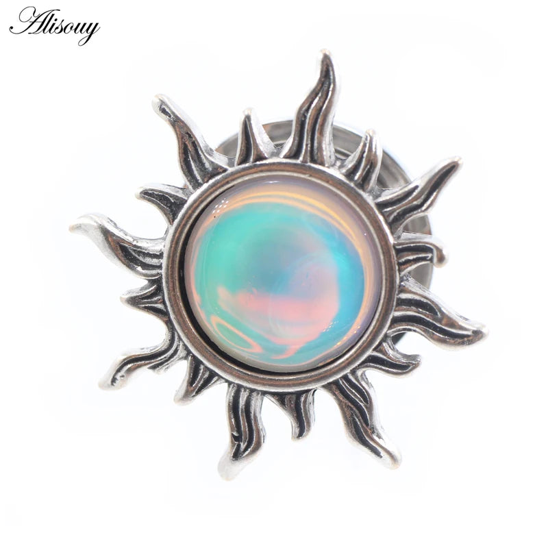 Stainless Steel Sun Enamel Thread Ear Gauges and Plugs - Multiple Sizes