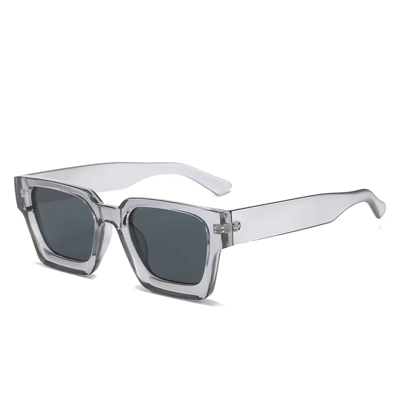 Unisex Square Fashion Sunglasses UV400 Retro Green Lens Shades for Women Men