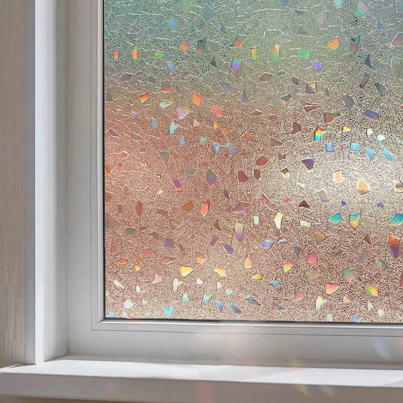 Static Cling Window Privacy Film - Rainbow 3D Decals for Glass Doors & Windows