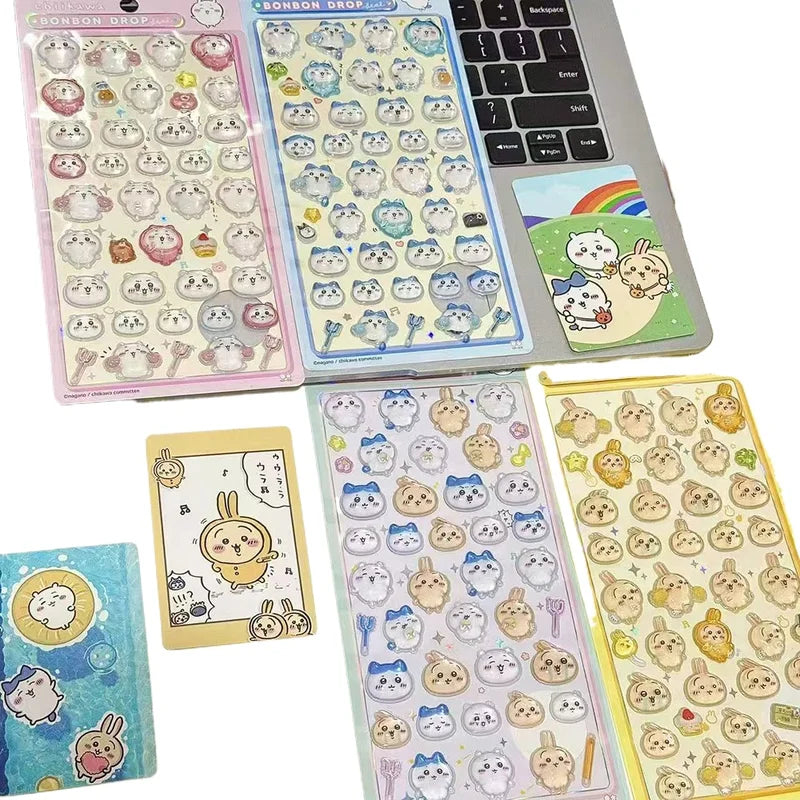 Cute 3D Jelly Stickers Cartoon Decal for Laptop Scrapbook Kawaii DIY Kids Gift