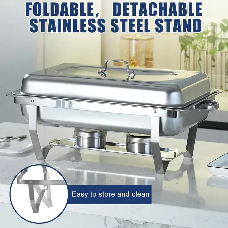 8QT Stainless Steel Chafing Dish Buffet Set with Fuel Holders for Catering & Parties