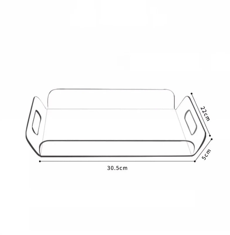 Acrylic Serving Tray with Handles for Food Drink Cosmetics Spill-Proof Organizer