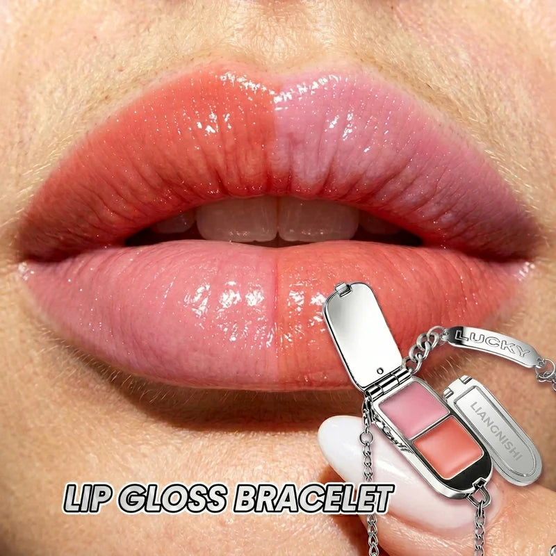 Multi-Color Lip Gloss Bracelet Set with Water Moisturizing Lip Makeup Tool